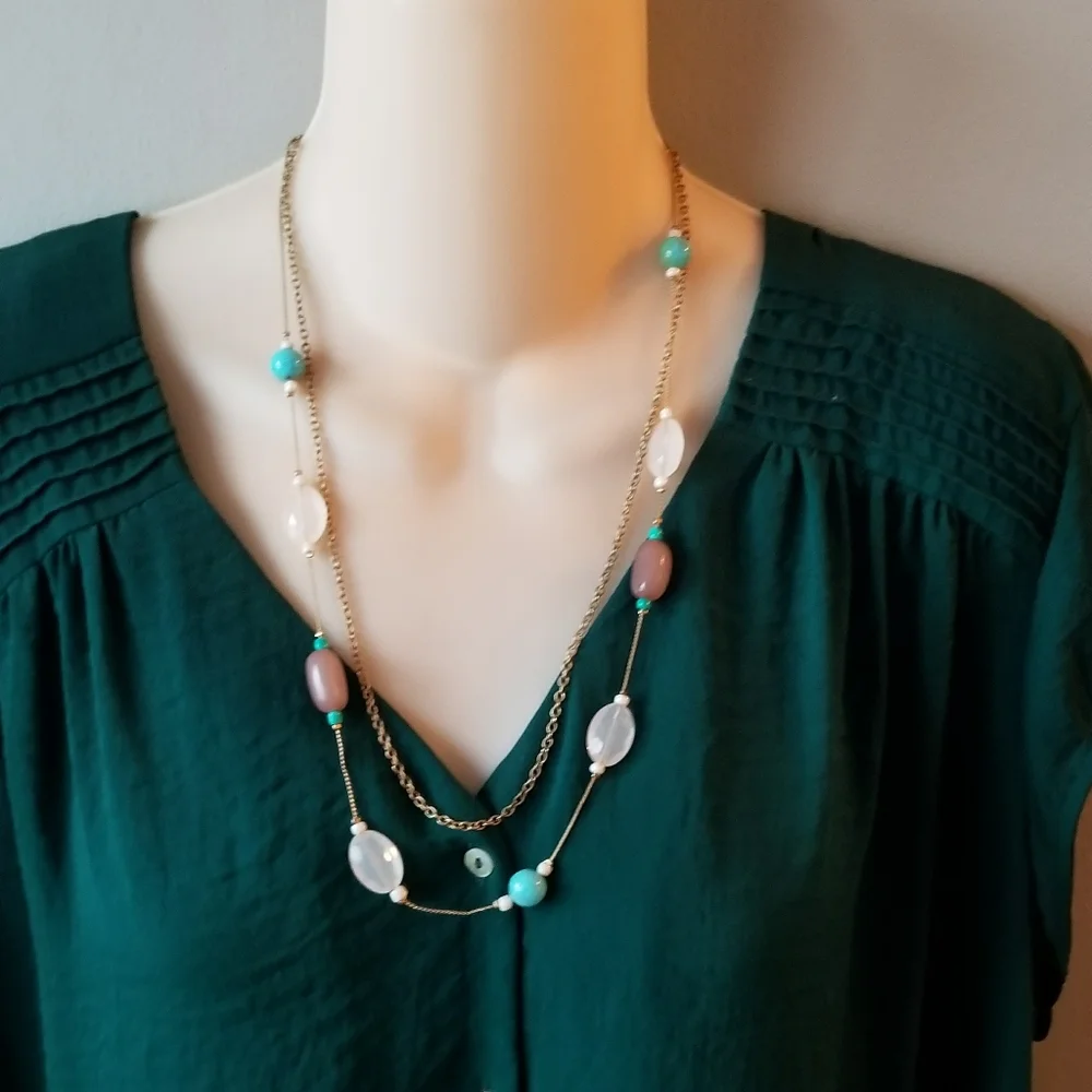 Two strand necklace with beads and chain